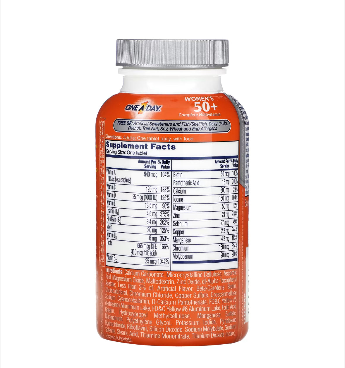 ONE A DAY WOMEN’S 50+ COMPLETE MULTIVITAMIN, 100 TABLETS