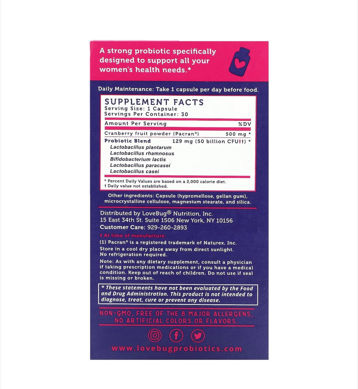 LOVEBUG YEAST + VAGINAL PH SUPPORT PROBIOTIC