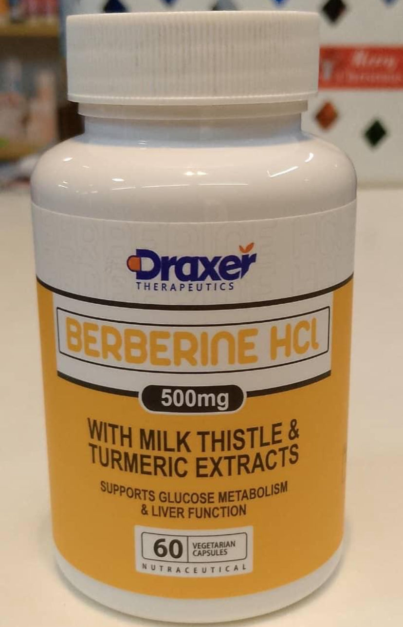 DRAXER THERAPEUTICS BERBERINE HCL (500 MG WITH MILK THISTLE & TURMERIC EXTRACT)