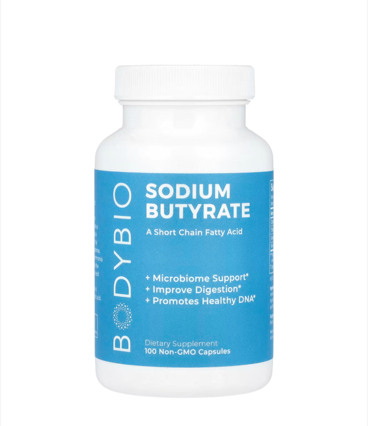 Pre-Order | Arrives in 5–10 Days – BODYBIO SODIUM BUTYRATE, 100 NON-GMO CAPSULES