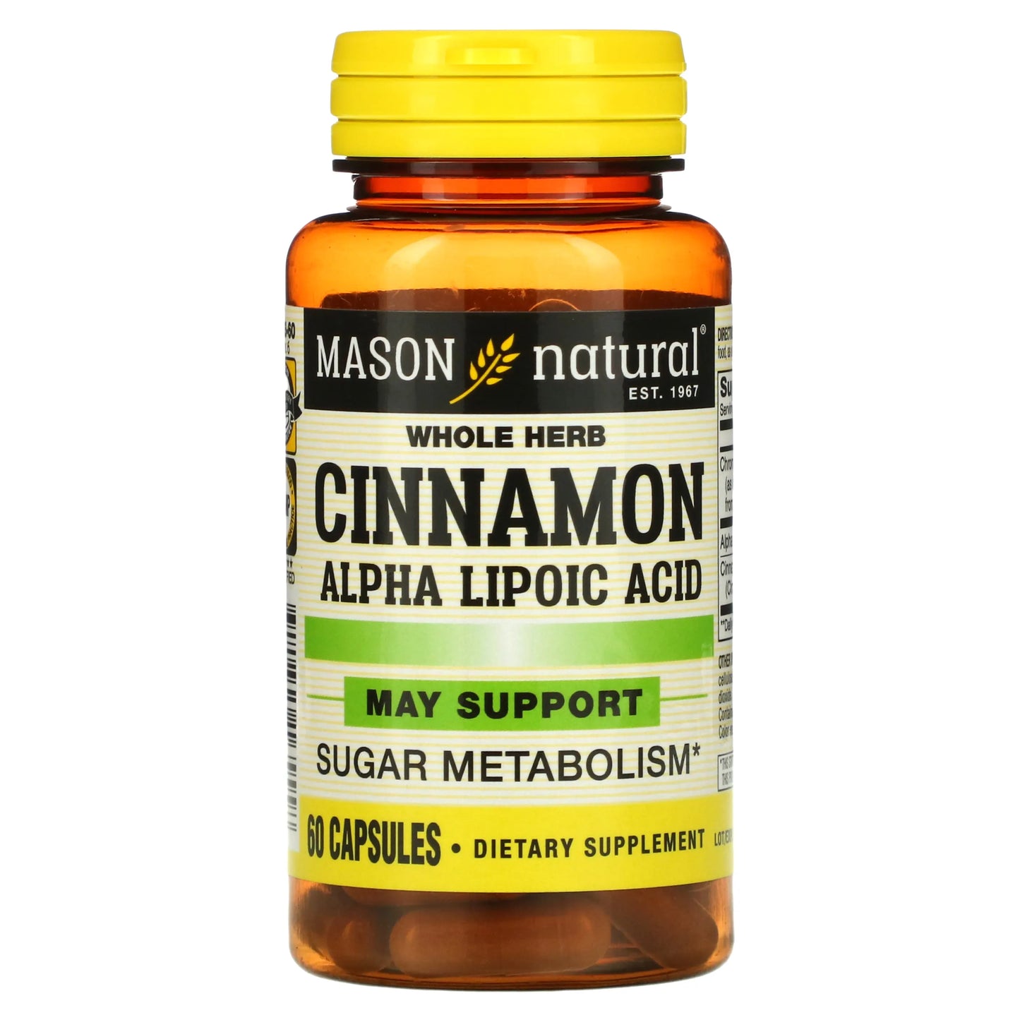 Pre-Order | Arrives in 5–10 Days – Mason Natural
Cinnamon Alpha Lipoic Acid, 60 Capsules