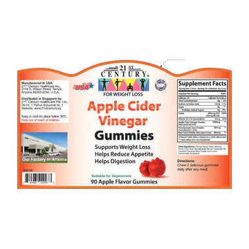21ST CENTURY APPLE CIDER VINEGAR, 90 GUMMIES