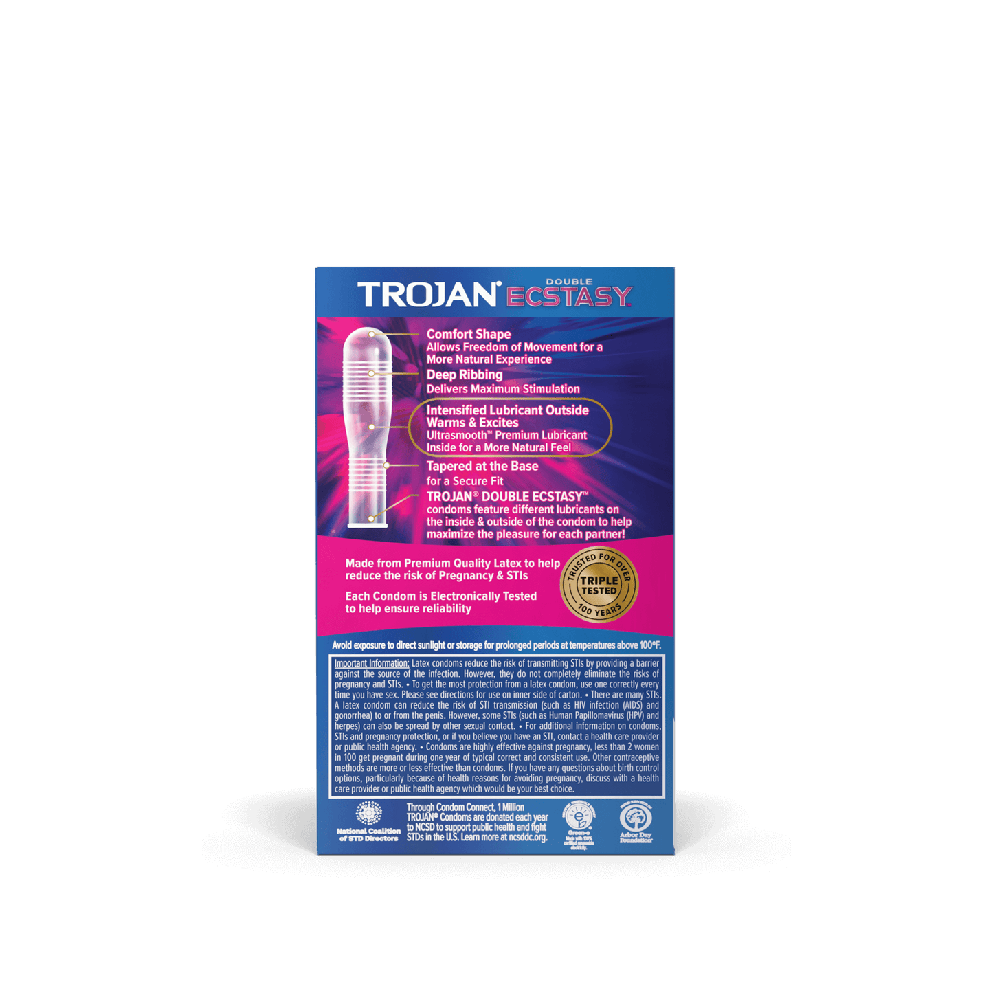 TROJAN DOUBLE ECSTASY, 10 LUBRICATED CONDOMS