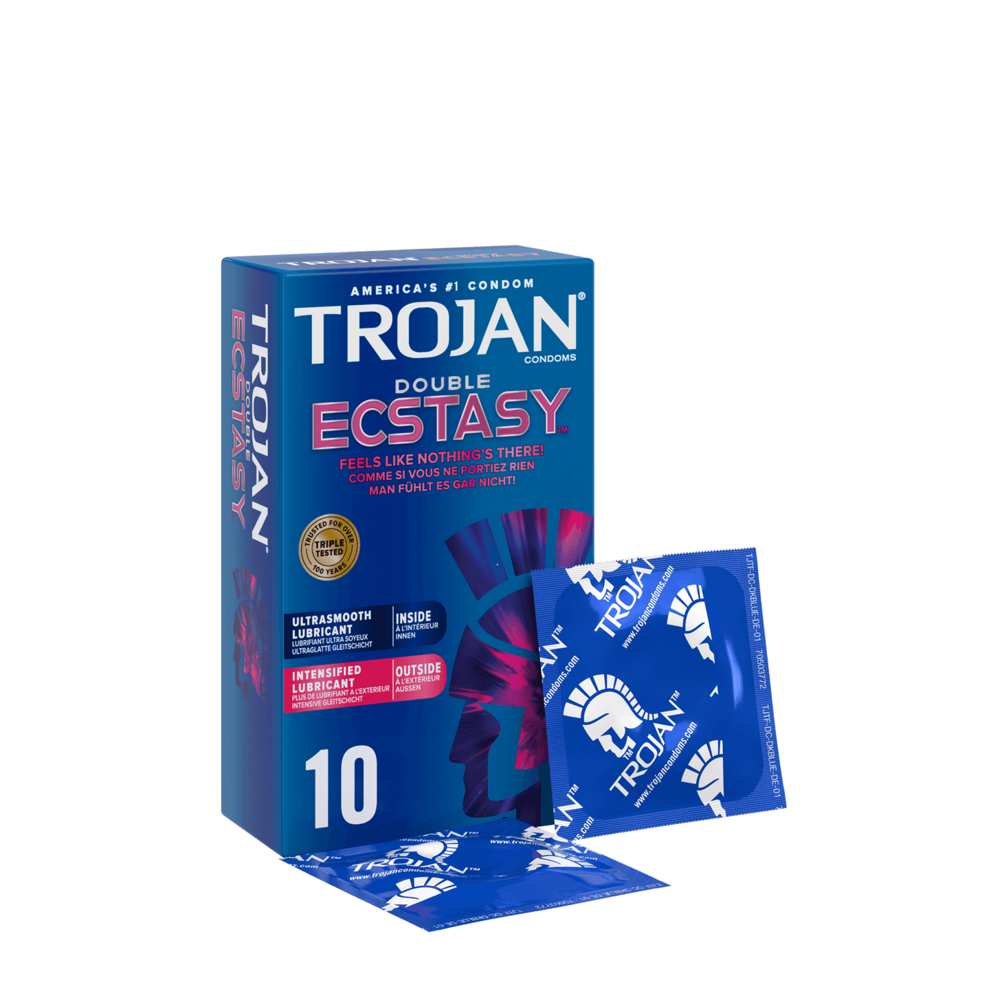 TROJAN DOUBLE ECSTASY, 10 LUBRICATED CONDOMS