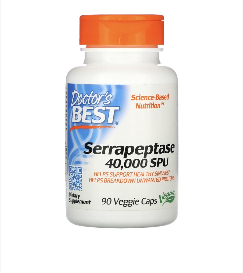 Pre-Order | Arrives in 5–10 Days – DOCTOR’S BEST SERRAPEPTASE 40,000 SPU, 90 VEGGIE CAPS