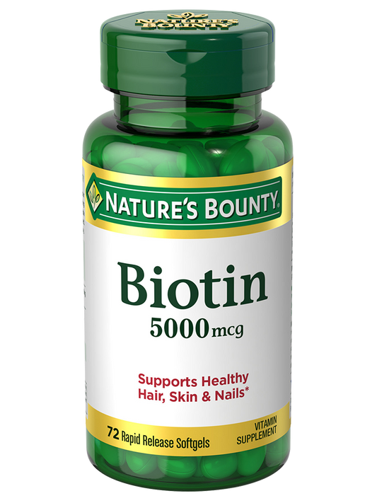NATURE’S BOUNTY BIOTIN 5000MCG, 72 SOFTGELS