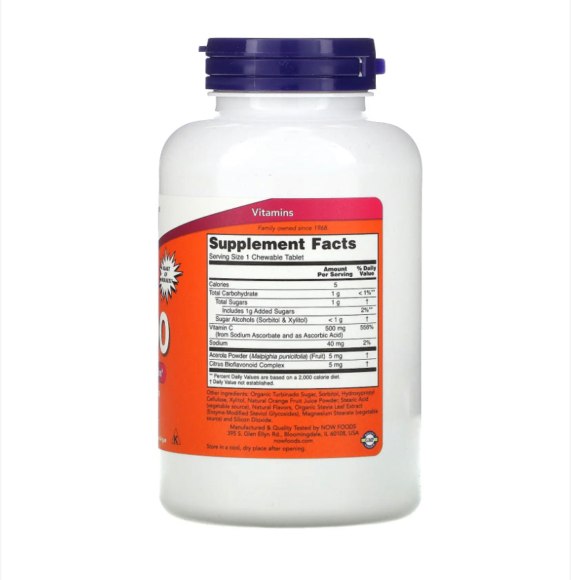 NOW CHEWABLE C-500, 100 TABLETS