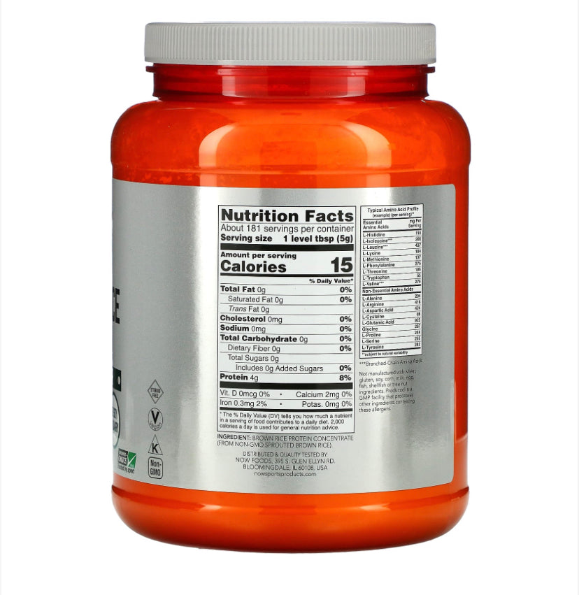 NOW BROWN RICE PROTEIN POWDER 907G
