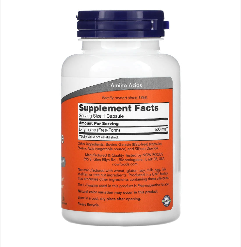 NOW L-TYROSINE 500MG, 120 CAPSULES