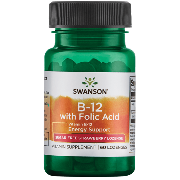 Pre-Order | Arrives in 5–10 Days – SWANSON B-12 WITH FOLIC ACID, 60 LOZENGES