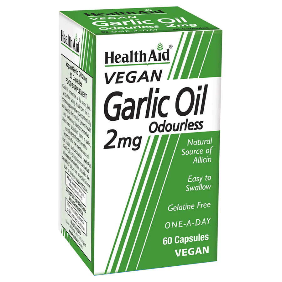 HEALTHAID GARLIC OIL ODOURLESS 2MG, 30 CAPSULES