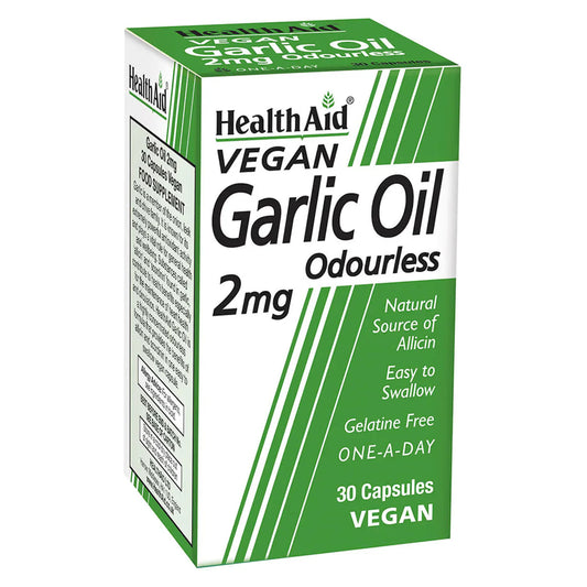 HEALTHAID GARLIC OIL ODOURLESS 2MG, 30 CAPSULES