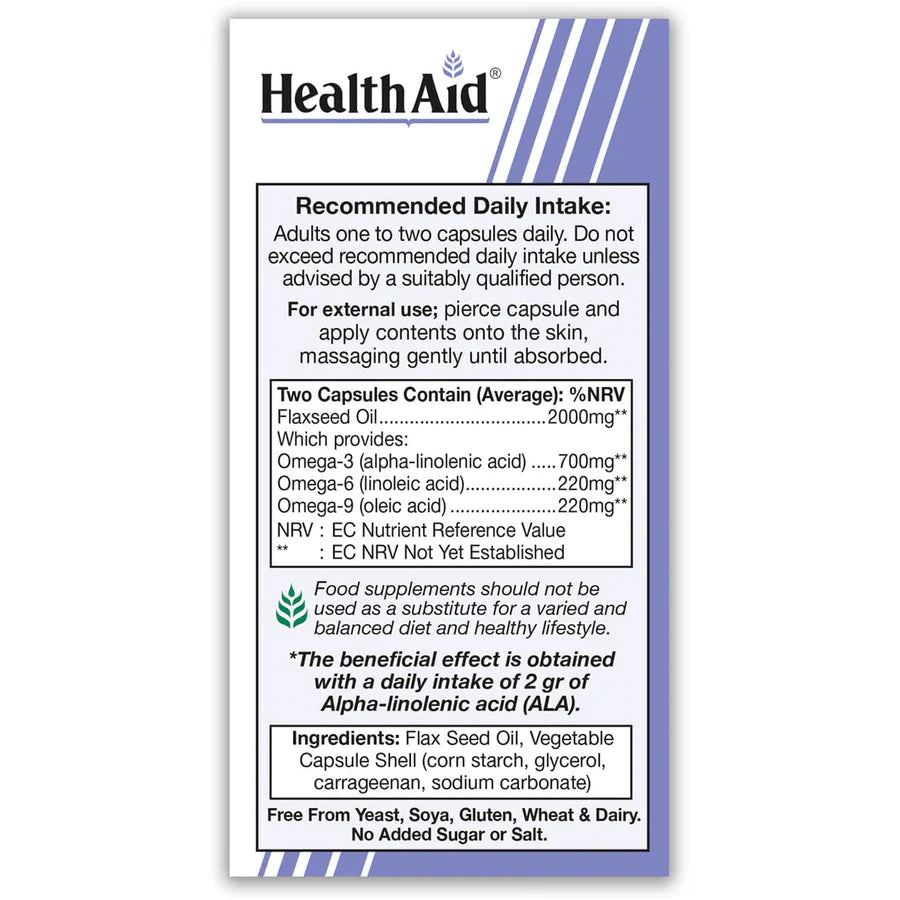 HEALTHAID VEGAN OMEGA 3•6•9, 60 VEGAN CAPSULES