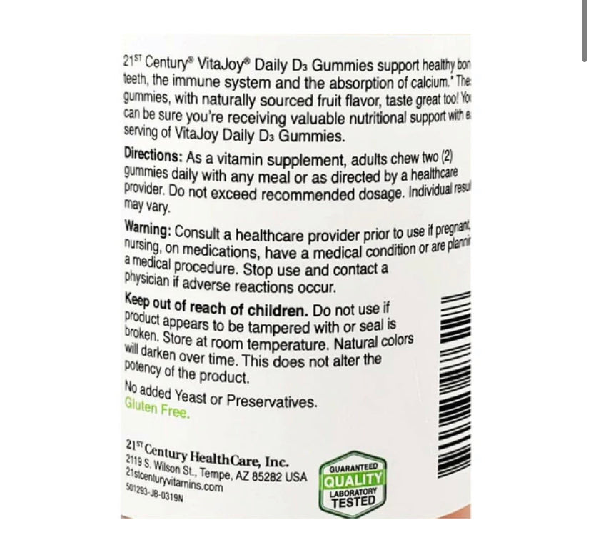 21ST CENTURY VITAJOY GUMMIES DAILY D