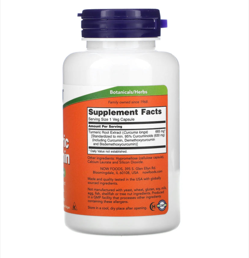 NOW TURMERIC CURCUMIN, 60 VEG CAPSULES