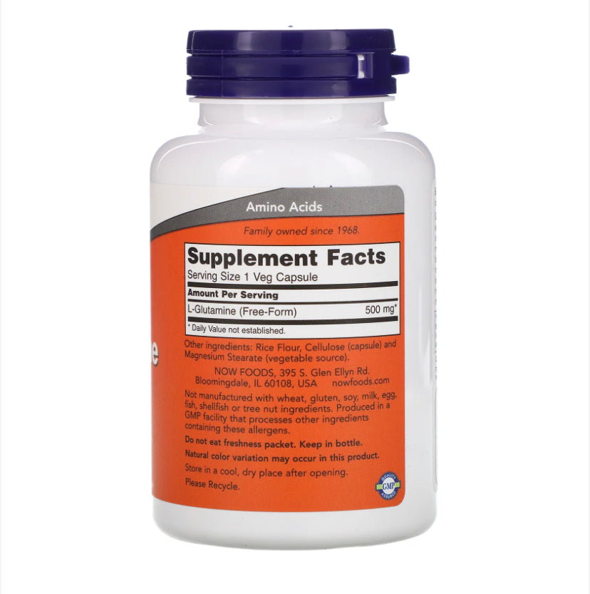NOW L-GLUTAMINE 500MG, 120 VEG CAPSULES