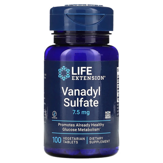Pre-Order | Arrives in 5–10 Days – Life Extension
Vanadyl Sulfate, 7.5 mg, 100 Vegetarian Tablets