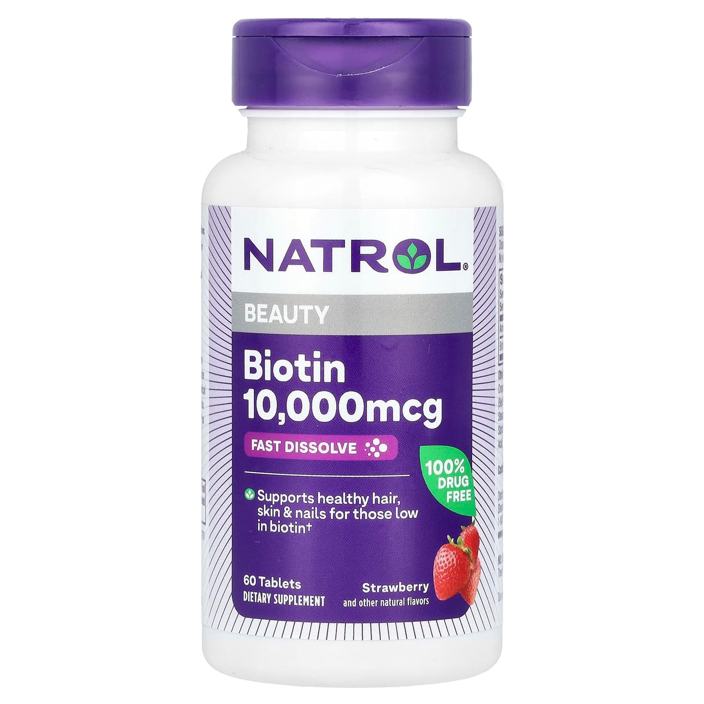 Pre-Order | Arrives in 5–10 Days – Natrol
Biotin, Fast Dissolve, Strawberry, 10,000 mcg, 60 Tablets