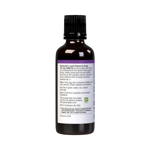 Pre-Order | Arrives in 5–10 Days – Bluebonnet Nutrition Liquid Vitamin D3 Drops 5000 IU, Aids in Muscle and Skeletal Growth, D3, Non GMO, Gluten Free, Soy Free, Dairy Free, Kosher, Citrus Flavor (743715003781), 1 Fl Oz (Pack of 1)
