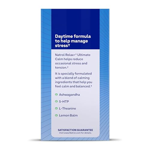 Pre-Order | Arrives in 5–10 Days – Natrol Relax+ Ultimate Calm with Ashwagandha, 5-HTP, L-Theanine and Lemon Balm, Drug-Free Dietary Supplement Helps Reduce Occasional Stress & Tension, 30 Capsules, 30 Day Supply