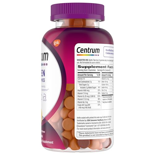 Pre-Order | Arrives in 5–10 Days – Centrum MultiGummies Gummy Multivitamin for Women, Multivitamin/Multimineral Supplement with Vitamin D3, B Vitamins and Antioxidants, Assorted Fruit Flavor - 170 Count