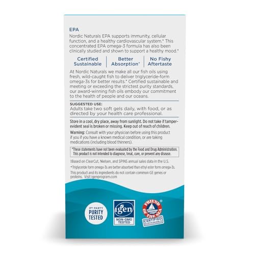 Pre-Order | Arrives in 5–10 Days – Nordic Naturals EPA, Lemon - 60 Soft Gels - 1210 mg Omega-3 - High-Intensity EPA Formula for Positive Mood, Heart Health & Healthy Immunity - 30 Servings