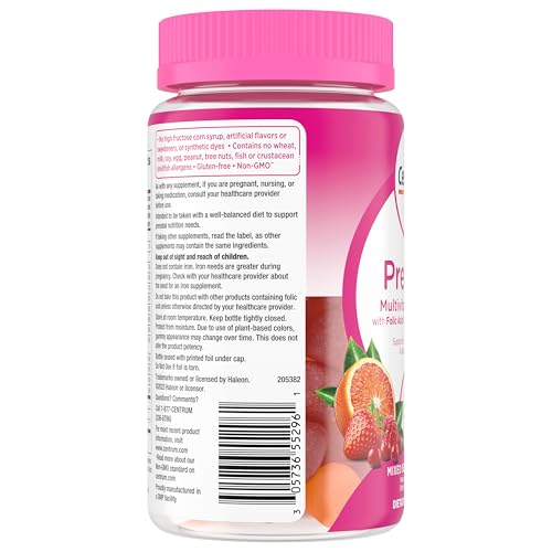 Pre-Order | Arrives in 5–10 Days – Centrum Prenatal Multivitamin Gummies with DHA and Folic Acid, Mixed Berry and Orange Flavors - 60 Count, 30 Day Supply