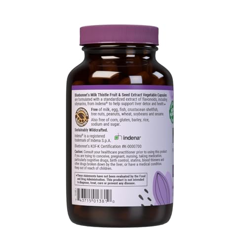Pre-Order | Arrives in 5–10 Days – BlueBonnet Nutrition Milk Thistle Fruit & Seed Extract, Liver Health*, Non-GMO, Vegan, Kosher Certified, Gluten-Free, Soy-Free, 120 Vegetable Capsules, 120 Servings