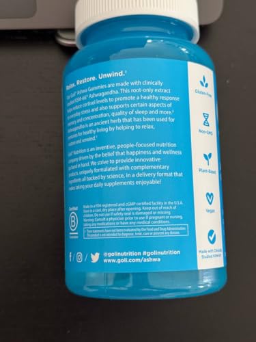 Pre-Order | Arrives in 5–10 Days – Goli Ashwagandha & Vitamin D Gummy - 60 Count - Mixed Berry, KSM-66, Vegan, Plant Based, Non-GMO, Gluten-Free & Gelatin Free Relax. Restore. Unwind, Pack of 1