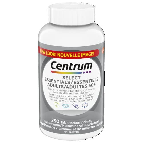 Pre-Order | Arrives in 5–10 Days – Centrum Adult Select Essentials Mulitvitamins/Minerals Supplement for Men & Women 50 Plus, 250 Tablets