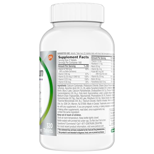 Pre-Order | Arrives in 5–10 Days – Centrum Minis Silver Multivitamin Tablet for Adults 50 Plus, Multimineral Supplement, Vitamin D3, B-Vitamins, Gluten Free, Non-GMO Ingredients, Supports Memory and Cognition in Older Adults - 320 Ct