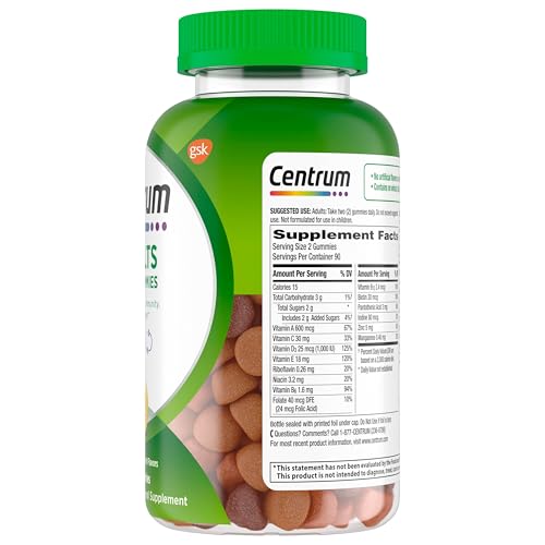 Pre-Order | Arrives in 5–10 Days – Centrum MultiGummies Gummy Multivitamin for Adults, Multivitamin/Multimineral Supplement with Vitamins D, B and E, Assorted Fruit Flavor - 180 Count