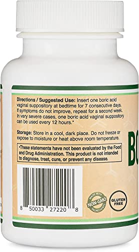 Pre-Order | Arrives in 5–10 Days – Boric Acid Suppositories (600mg Vaginal Suppository, 60 Count) Supports Vaginal pH Balance, Odor Control (USP Medical Grade Fine Powder, Easy Dissolve, Third Party Tested, Made in USA) by Double Wood