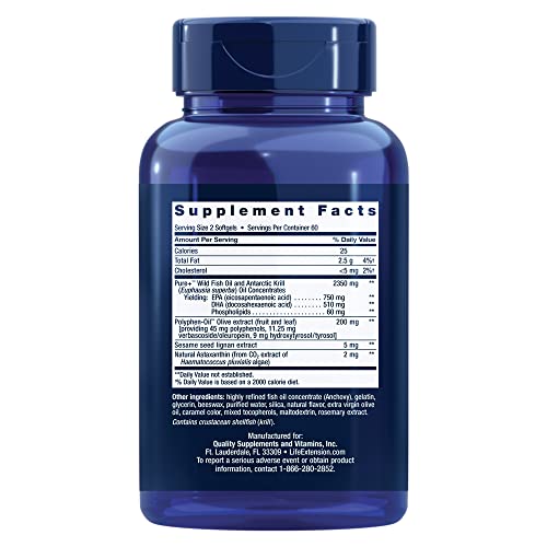 Pre-Order | Arrives in 5–10 Days – Life Extension Super Omega-3 Plus EPA/DHA Fish Oil, Sesame Lignans, Olive Extract, Krill & Astaxanthin - Heart, Brain & Joint Health Support - Gluten-Free, Non-GMO - 120 Softgels