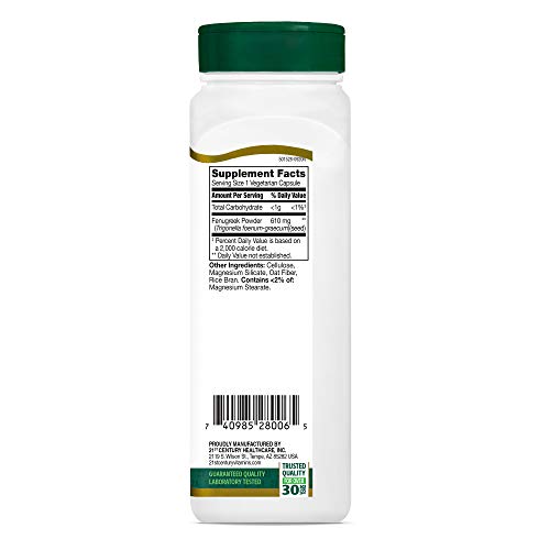 Pre-Order | Arrives in 5–10 Days – 21st Century Fenugreek 610 Mg, 100 Count