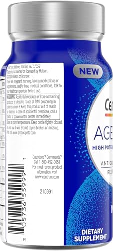 Pre-Order | Arrives in 5–10 Days – Centrum Age Defy for Men, All-in-1 High Potency Multivitamin + Healthy Aging Supplement, Multivitamin Blend with Resveratrol, and Niacin for NAD+ Level Support, Aluminium Bottle, 56 Tablets
