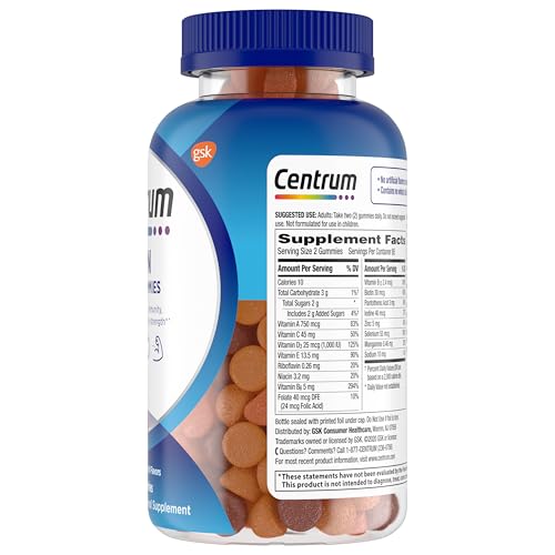 Pre-Order | Arrives in 5–10 Days – Centrum MultiGummies Gummy Multivitamin for Men, Multivitamin/Multimineral Supplement with Selenium, Antioxidants and Vitamin D3, Assorted Fruit Flavor - 170 Count