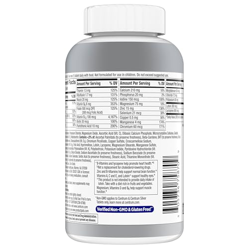 Pre-Order | Arrives in 5–10 Days – Centrum Silver Men's 50+ Multivitamin with Vitamin D3, B-Vitamins, Zinc for Memory and Cognition - 200 Tablets