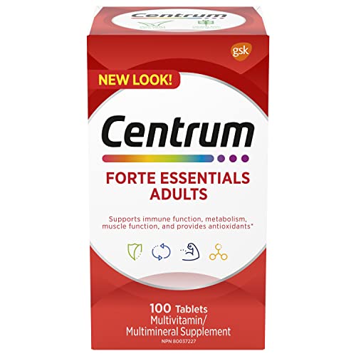 Pre-Order | Arrives in 5–10 Days – Centrum Adult Forte Essentials Mulitvitamins/Minerals Supplement for Men & Women, 100 Tablets (Packaging May Vary)