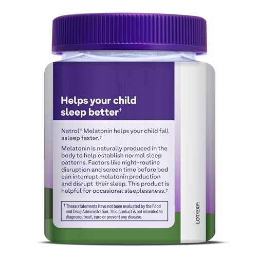 Pre-Order | Arrives in 5–10 Days – Natrol Kids Melatonin Gummies 1mg, Children's Melatonin for Restful Sleep, 90 Raspberry-Flavored Sleep Gummies, 90 Day Supply