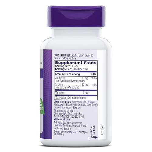 Pre-Order | Arrives in 5–10 Days – Natrol Melatonin 5 mg, Dietary Supplement for Restful Sleep, Sleep Supplements for Adults, 60 Melatonin Tablets, 60 Day Supply