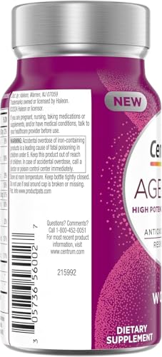 Pre-Order | Arrives in 5–10 Days – Centrum Age Defy for Women, All-in-1 High Potency Multivitamin + Healthy Aging Supplement, Multivitamin Blend with Resveratrol, and Niacin for NAD+ Level Support, Aluminium Bottle, 56 Tablets