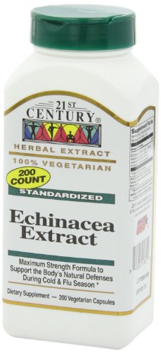 Pre-Order | Arrives in 5–10 Days – 21st Century Echinacea Extract Veg Capsules, 200 Count (21691)