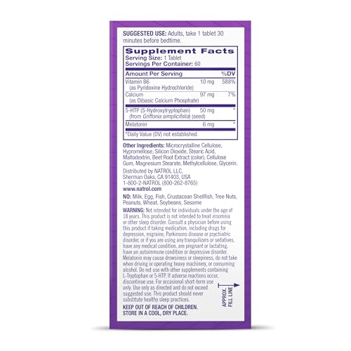 Pre-Order | Arrives in 5–10 Days – Natrol Advanced Sleep Melatonin + 5HTP, 6mg, Calming Sleep Aid for Restful Sleep, 60 Time-Release Tablets, 60-Day Supply