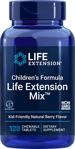 Pre-Order | Arrives in 5–10 Days – Life Extension Children's Formula Mix™, multivitamin for Kids, 18 Essential Vitamins and Minerals, Berry Flavored with no Added Sucrose, Gluten-Free, Non-GMO, 120 chewable Tablets