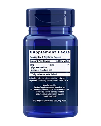 Pre-Order | Arrives in 5–10 Days – Life Extension PQQ Caps – Pyrroloquinoline Quinone, 10 mg – Promotes The Growth of New Mitochondria, ATP, Energy Support – Gluten-Free, Non-GMO, Vegetarian – 30 Capsules