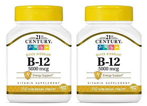 Pre-Order | Arrives in 5–10 Days – 21st Century B 12 5000 Mcg Sublingual Tablets, 2 Count