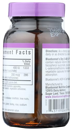 Pre-Order | Arrives in 5–10 Days – BlueBonnet Dry E-400 IU Plus Selenium Vegetarian Capsules, 60 Count