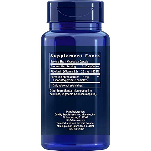Pre-Order | Arrives in 5–10 Days – Life Extension Boron 3 mg With Riboflavin (Vitamin B2) – Supports Healthy Bones, Hormone Activity & Immune Function – Gluten-Free, Non-GMO – 100 Vegetarian Capsules