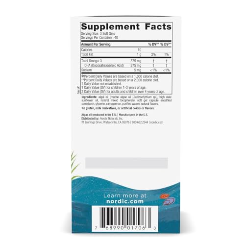 Pre-Order | Arrives in 5–10 Days – Nordic Naturals Children's DHA Vegetarian - Kids DHA Omega-3 Supplement -Algae Oil - Berry Lemonade Mini Chewables - Plant-Based Formula for Ages 3+ - 120 Soft Gels - 40 Servings